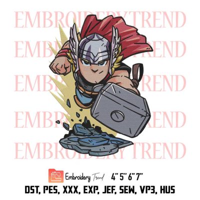 Thor Chibi, Marvel Avengers, Hammer Thor Embroidery Design File – Embroidery Machine