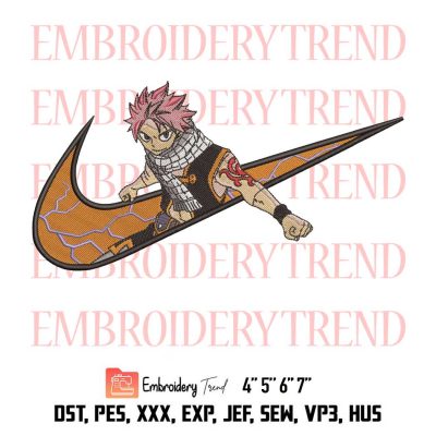 Natsu Dragneel Fairy Tail Logo Embroidery Design File - Nike Inspired Embroidery Machine