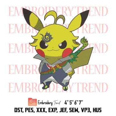 Pikachu Pokemon Cosplay Meliodas Nanatsu no Taizai Anime Logo Embroidery Design File – Embroidery Machine