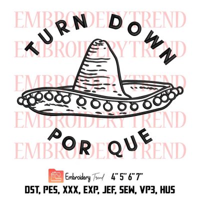 Turn Down Por Que Logo Hat Embroidery Design File – Embroidery Machine