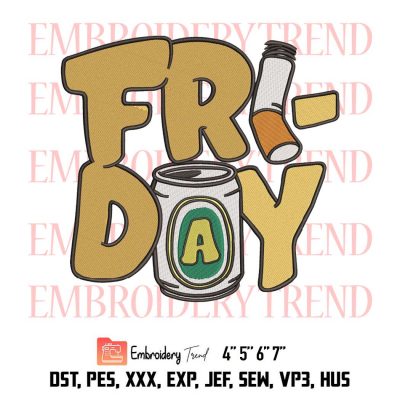 Friday Lettering With Beer And Cigarette Embroidery Design File – Embroidery Machine