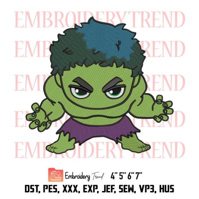 Hulk Chibi, Marvel Avengers Embroidery Design File – Embroidery Machine