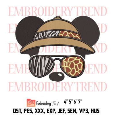 Mickey heads Safari Inspired, Hat Aviator Sunglasses, Mickey Mouse Disney Embroidery Design File – Embroidery Machine