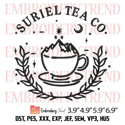 Suriel Tea Co Coffee, A Court of Thorns and Roses, Court of Dreams Embroidery Design File - Embroidery Machine