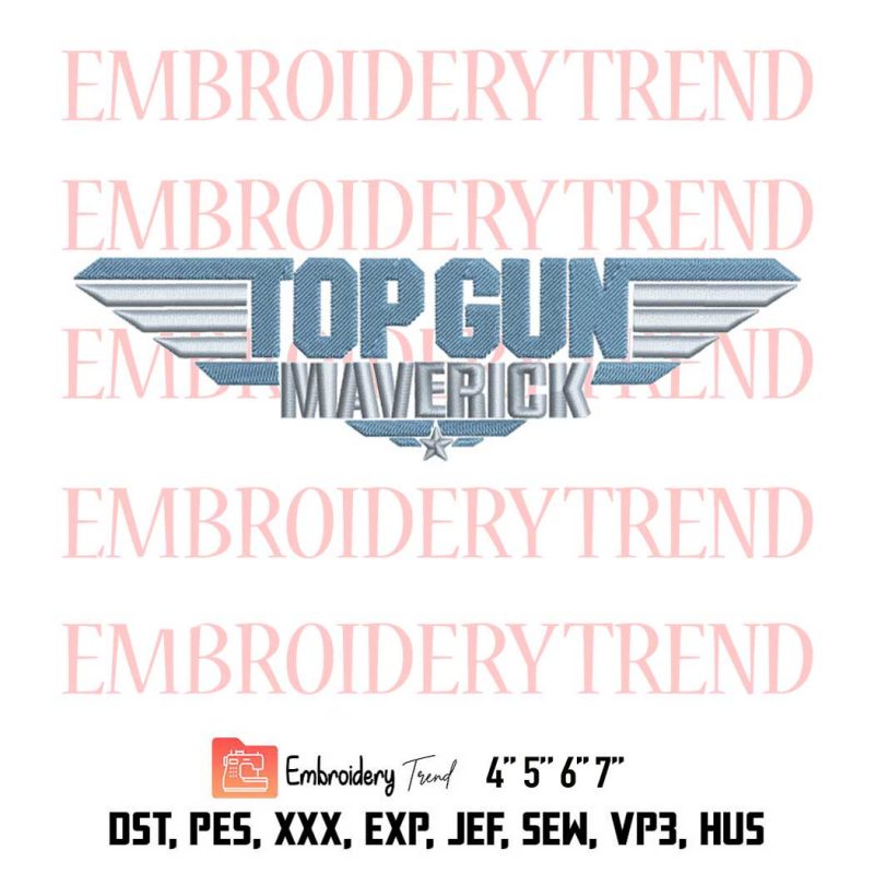 Top Gun Maverick Logo Embroidery Design File Embroidery Machine