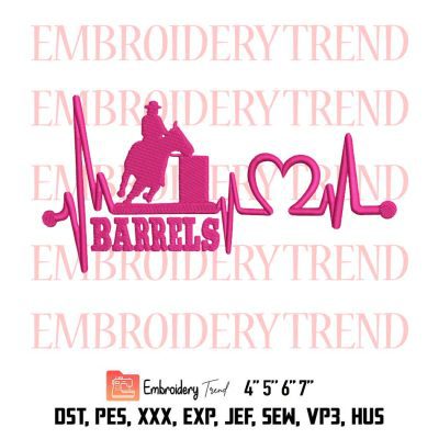 Heartbeat Embroidery, Barrel Racer Embroidery, Cowboy Embroidery, Horse Decal Embroidery, Embroidery Design File