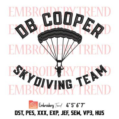 Skydiving Team Embroidery, DB Cooper Embroidery, DB Cooper Skydiving Team Embroidery, Embroidery Design File