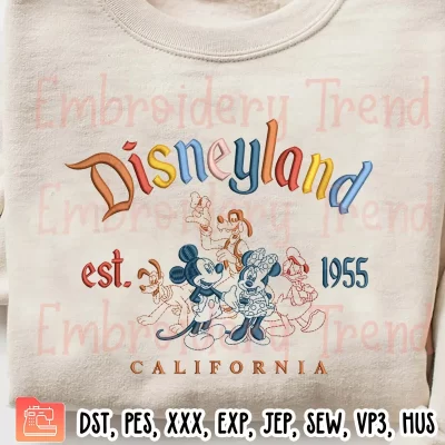 Disneyland Est 1955 Embroidery, Walt Disney World Embroidery, Disney Trip Embroidery, Mickey And Friends Embroidery, Embroidery Design File