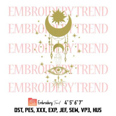 Celestial Embroidery, Evil Eye Embroidery, Sun And Moon Embroidery, Spiritual Embroidery, Embroidery Design File