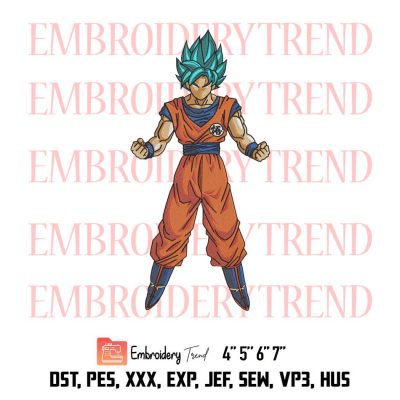 Super Saiyan Blue Goku Embroidery, Dragon Ball Embroidery, Anime Embroidery, Embroidery Design File