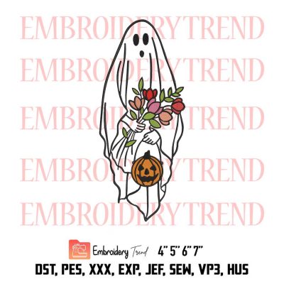 Happy Halloween Embroidery, Pumpkin Halloween Ghost Embroidery, Silhouette Ghost Embroidery, Embroidery Machine Design File