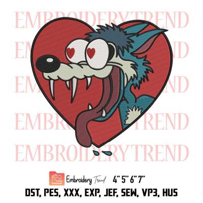 Wolf Disney Funny Embroidery Design, Heart Love Embroidery  Design, Jesus Lizard Embroidery, Embroidery Design File