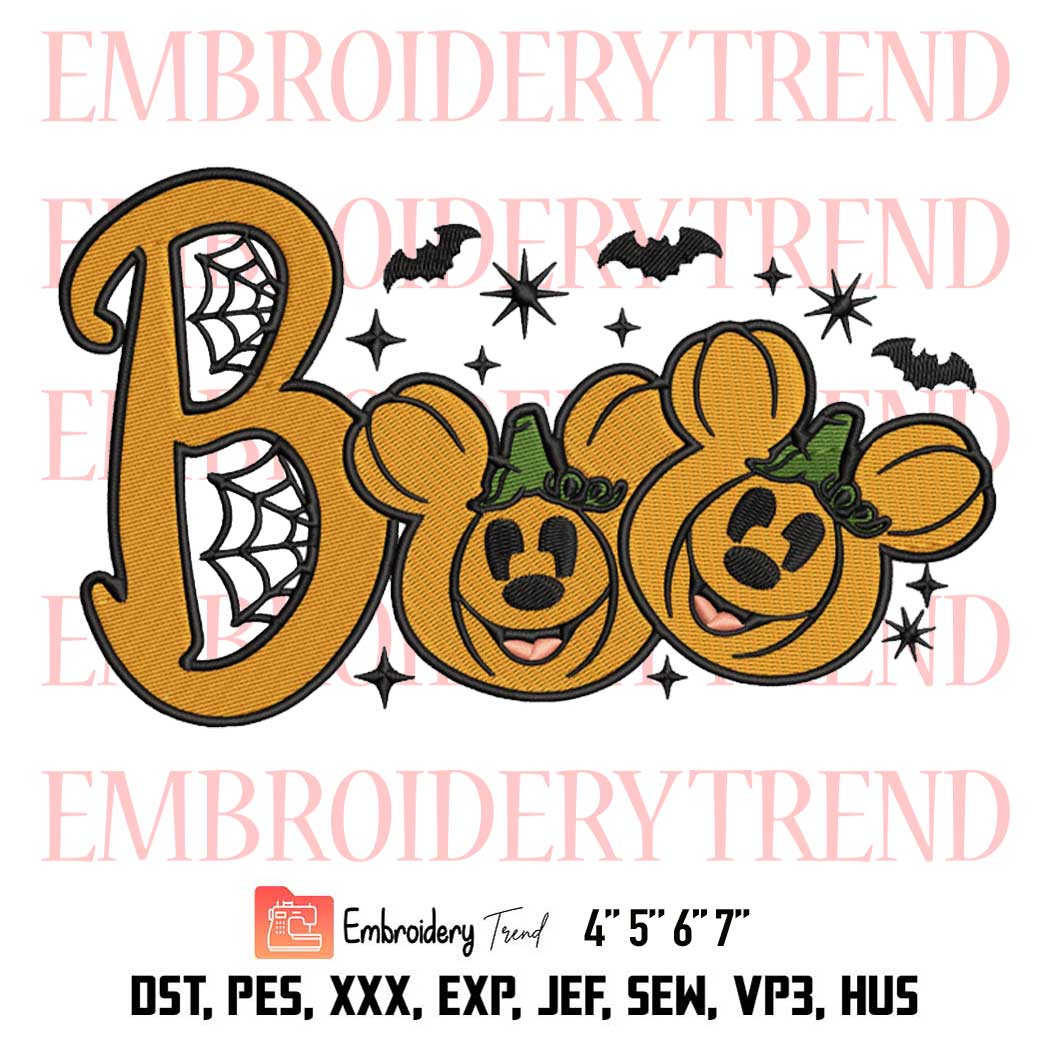 Boo Mickey Mouse Pumpkin Embroidery, Mickey Boo Disney Embroidery, Halloween Cute Gift Embroidery, Embroidery Design File
