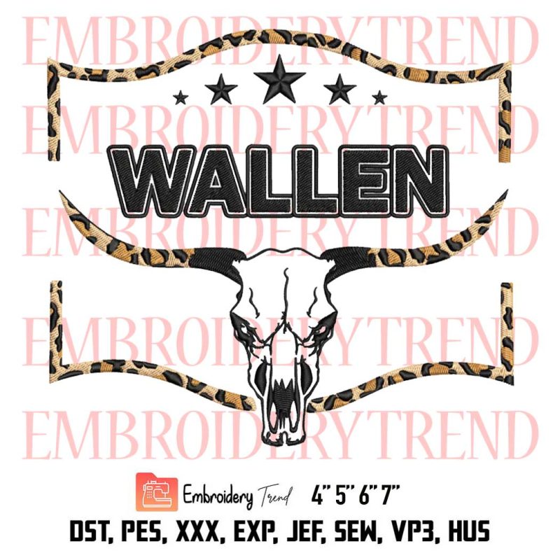 Wallen Bull Skull Leopard Embroidery, Country Western Cowboy Embroidery ...