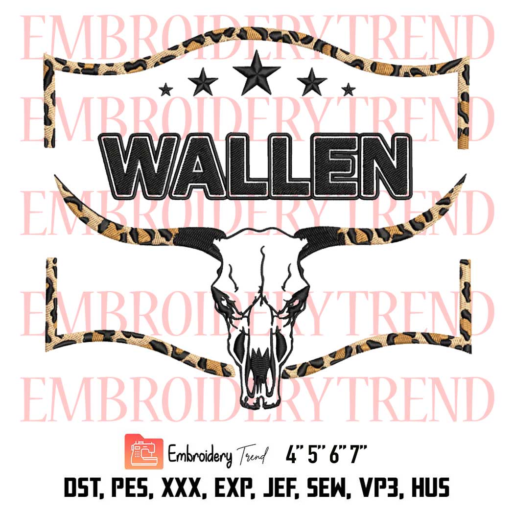 Wallen bull skull leopard Embroidery, Country Western Cowboy Embroidery, Embroidery Design File