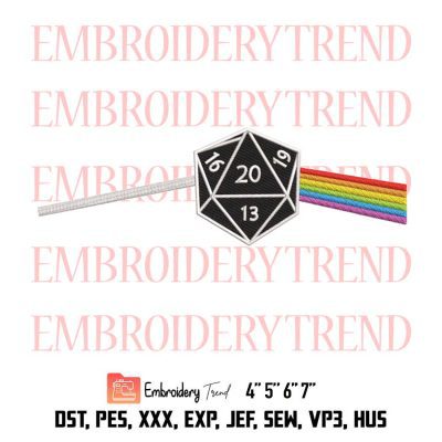 Dungeons And Dragons Embroidery, Dark Side Of The Moon D20 Win Embroidery, Pink Floyd Embroidery, Embroidery Design File