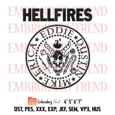 Hellfires Eddie Dustin Mike Erica Embroidery, Hellfire Club Embroidery, Stranger Things 4 Embroidery, Embroidery Design File
