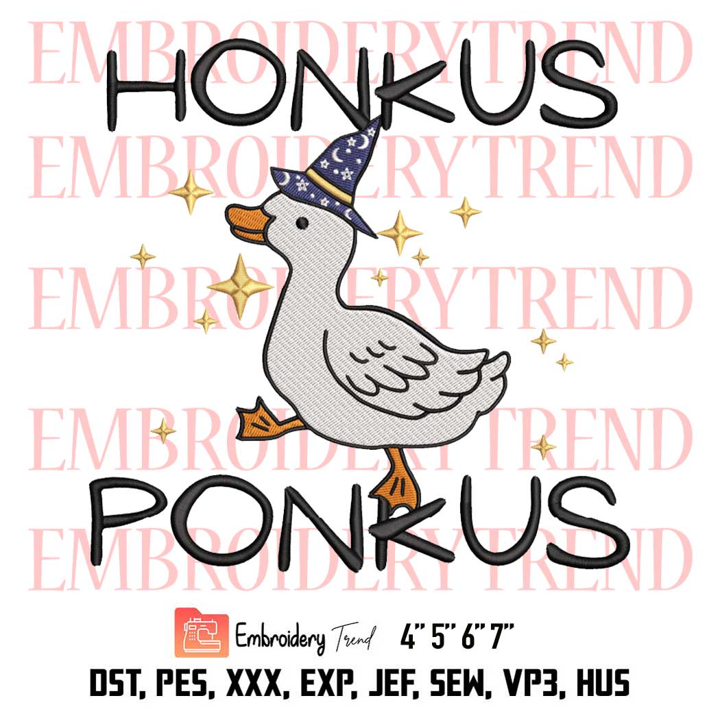 Honkus Ponkus Happy Waddling Embroidery, Halloween Witch Duck Funny Embroidery, Embroidery Design File