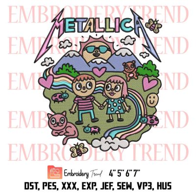 Cute Cartoon Music Lovers Embroidery, Metallica Band Embroidery, Embroidery Design File