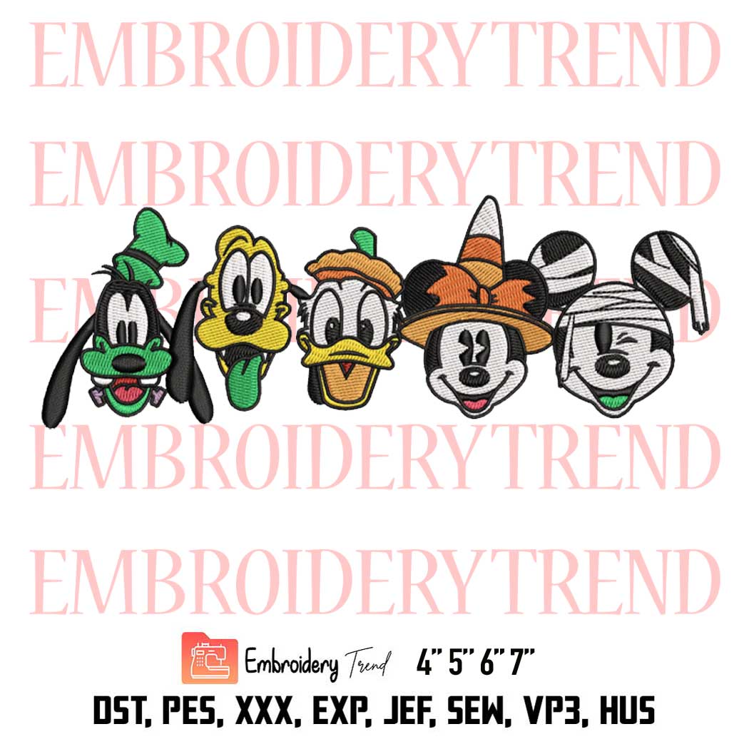 Mickey And Friends Halloween Embroidery, Disney Characters Embroidery, Halloween Gift Embroidery, Embroidery Design File