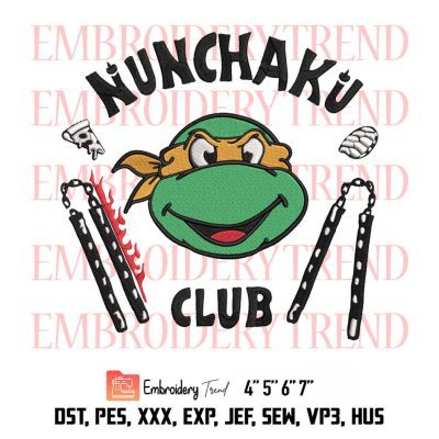 Ninja Turtle Face Embroidery, Nunchaku Club Embroidery, Stranger Things Embroidery, Embroidery Design File