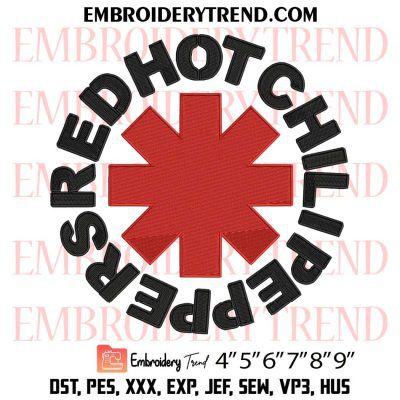 Red Hot Chili Peppers Embroidery, Rock Band Embroidery, Music Embroidery, Embroidery Design File