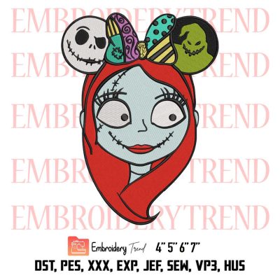Sally Minnie Ears Embroidery, Disney Halloween Embroidery, Nightmare Before Christmas Embroidery, Embroidery Design File