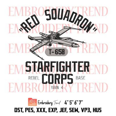 Star Wars Red Squadron Starfighter Corps Embroidery, Logo Rebel X-Wing Embroidery, Embroidery Design File