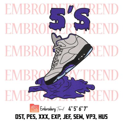 Jordan 5 Retro Embroidery, Sneakers Lover Embroidery, Shoes Dripping Loser Lover Embroidery, Embroidery Design File