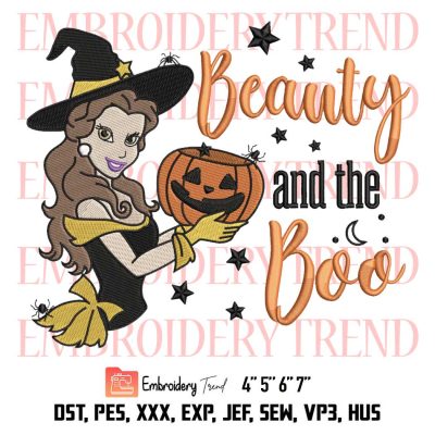 Princess Boo Pumpkin Witches Halloween Embroidery, Beauty And The Boo Embroidery, Disney Halloween Embroidery, Embroidery Design File