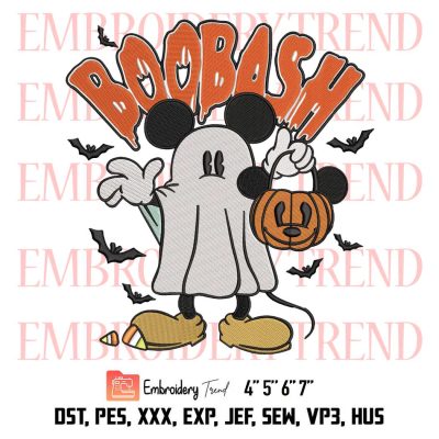 Mouse Ghost Pumpkin Bat Spooky Halloween Embroidery, Disney Mickey Boo Bash Halloween Embroidery, Embroidery Design File
