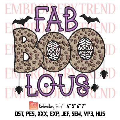 Boo Leopard For Halloween Day Embroidery, Fab Boo Lous Spooky Halloween Embroidery, Embroidery Design File