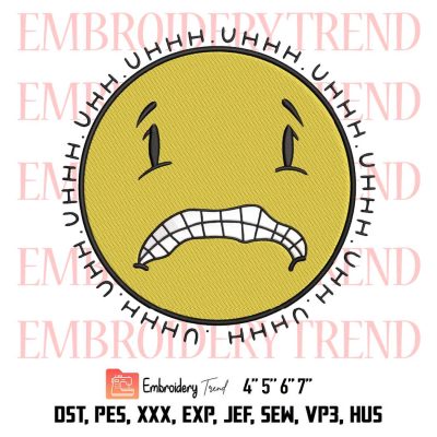Grimacing Face Emoji Embroidery, Grimacing Face Uhhhhhhh Embroidery, Cute Gift Embroidery, Embroidery Design File