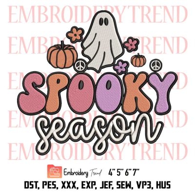 Spooky Season Embroidery, Retro Ghost Embroidery, Halloween Ghost Embroidery, Embroidery Design File
