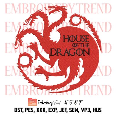 House Of The Dragon Embroidery, Medieval Flag Mythical Dragon Inspired Embroidery, Embroidery Design File