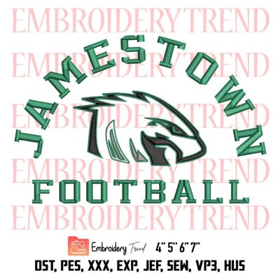 Jamestown Football Embroidery, Sport Logo Embroidery, Trending Embroidery, Embroidery Design File