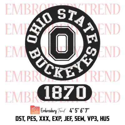 Ohio State Buckeyes Vintage Embroidery, Ohio State Buckeyes Circle Logo Embroidery, Embroidery Design File