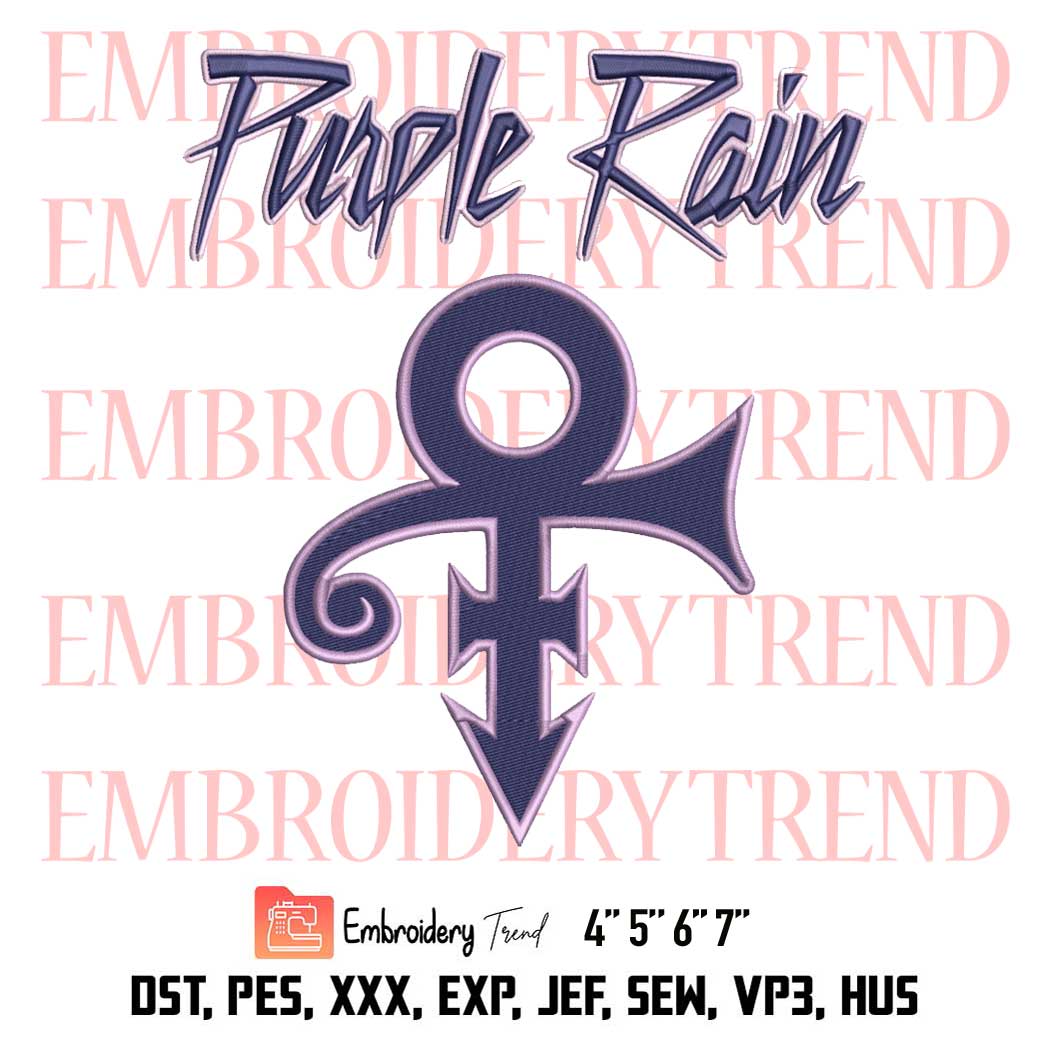 Love Symbol Album Decal Embroidery, Purple Rain Music Logo Embroidery, Embroidery Design File