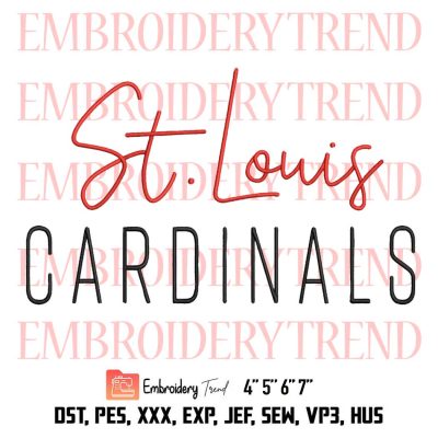 St Louis Cardinals Circle Logo Embroidery Design, Baseball Sport Machine Embroidery Digitized Pes Files