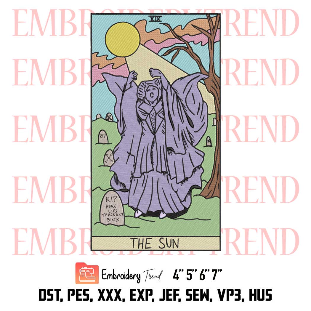 The Sun Tarot Hocus Pocus Embroidery, Winnie Sanderson Halloween Embroidery, Embroidery Design File