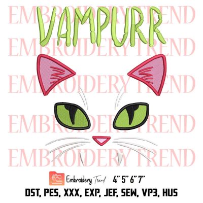 Halloween Costume For Women Girls Embroidery, Vampurr Vampire Cat Halloween Funny Embroidery, Embroidery Design File