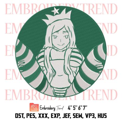 Waifu Senpai Starbucks Embroidery, Hentai Waifu Embroidery, Hentai Cute Embroidery, Girl Anime Embroidery, Embroidery Design File