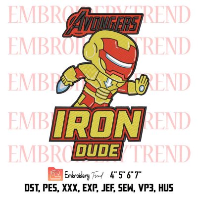 Avongers Iron Dude Iron Man Chibi Embroidery, Marvel Avengers Embroidery, Embroidery Design File