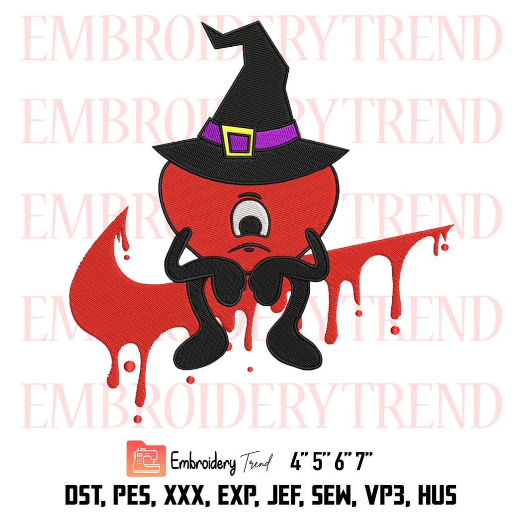Sad Heart Witch Bad Bunny Embroidery, Halloween Embroidery, Un Verano Sin Ti Embroidery, Embroidery Design File