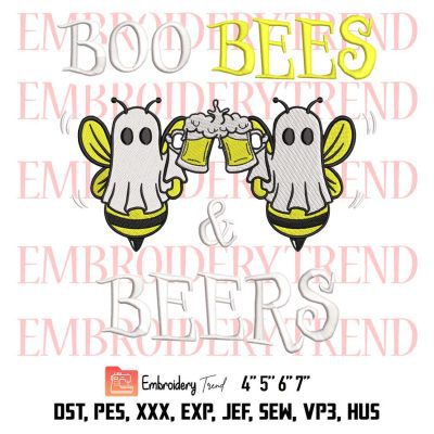 Boo Bees Halloween Embroidery, Ghost Bee Embroidery, Halloween Party Embroidery, Embroidery Design File