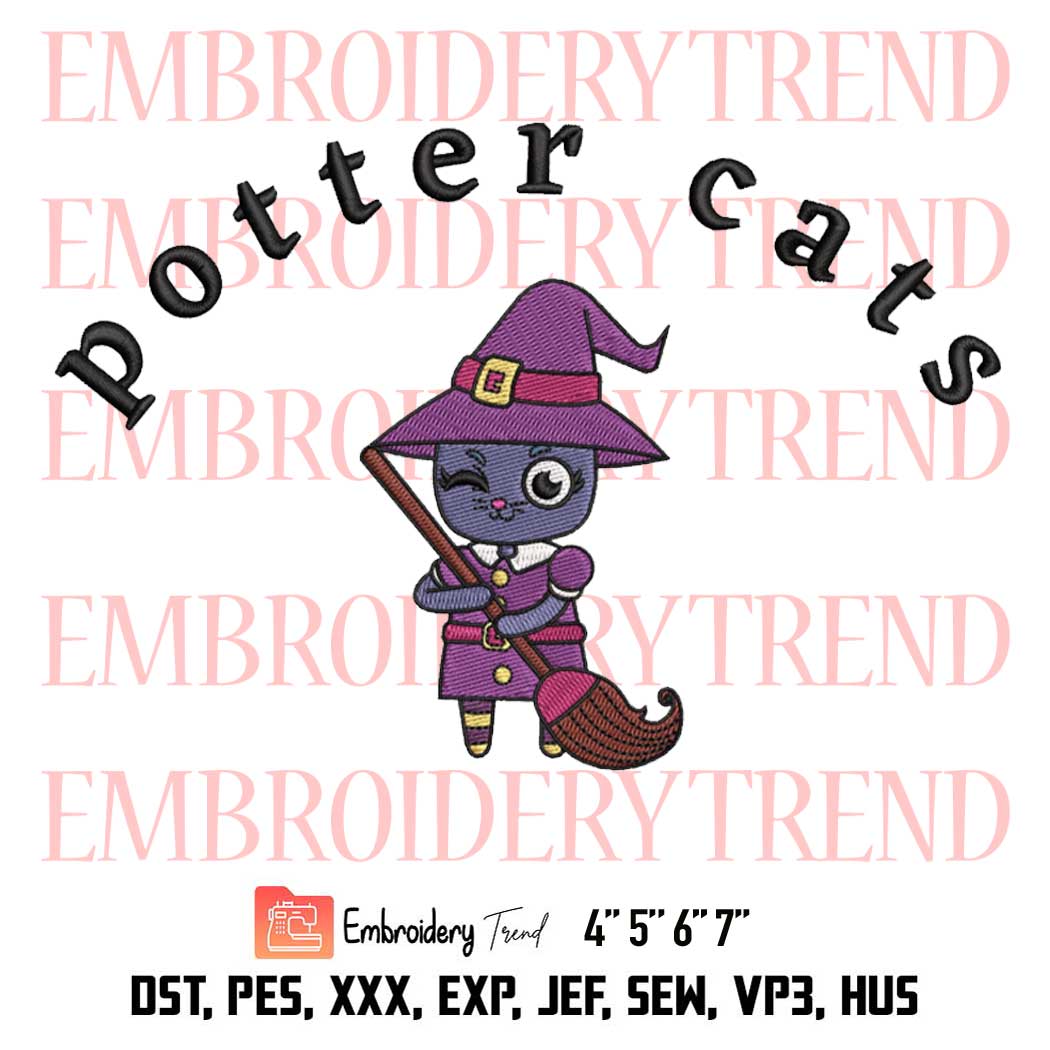 Halloween Cat Funny Embroidery, Cat Witches Embroidery, Spooky Halloween Embroidery, Embroidery Design File
