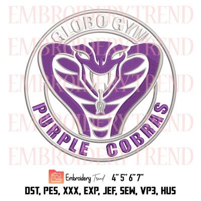 Globo Gym Purple Cobras Logo Embrodery, Dodgeball Embrodery, Gym Embrodery, Embroidery Design File