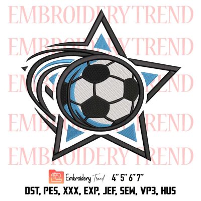 Soccer Swoosh Star Embroidery, Football Embroidery, Sport Embroidery, Embroidery Design File