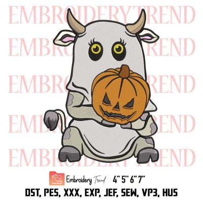 Moo I Mean Boo Ghost Cow Funny Embroidery, Cow Lovers Embroidery, Halloween Embroidery, Embroidery Design File