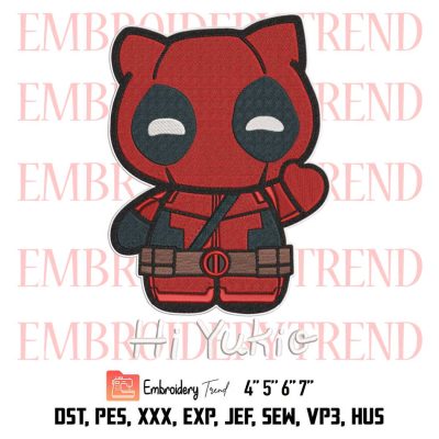 Hi Yukio Deadpool Hello Kitty Embroidery, Marvel Comics Cute Gift Embroidery, Embroidery Design File